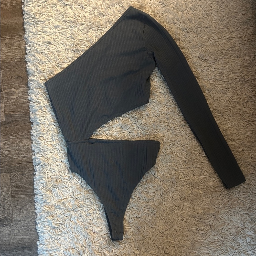 One-Shoulder dark dusty blue Bodysuit